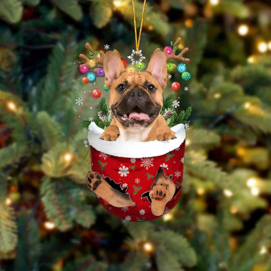 Brown French Bulldog Christmas Tree Pendant Cute Puppy Resin Acrylic - mlgcustom