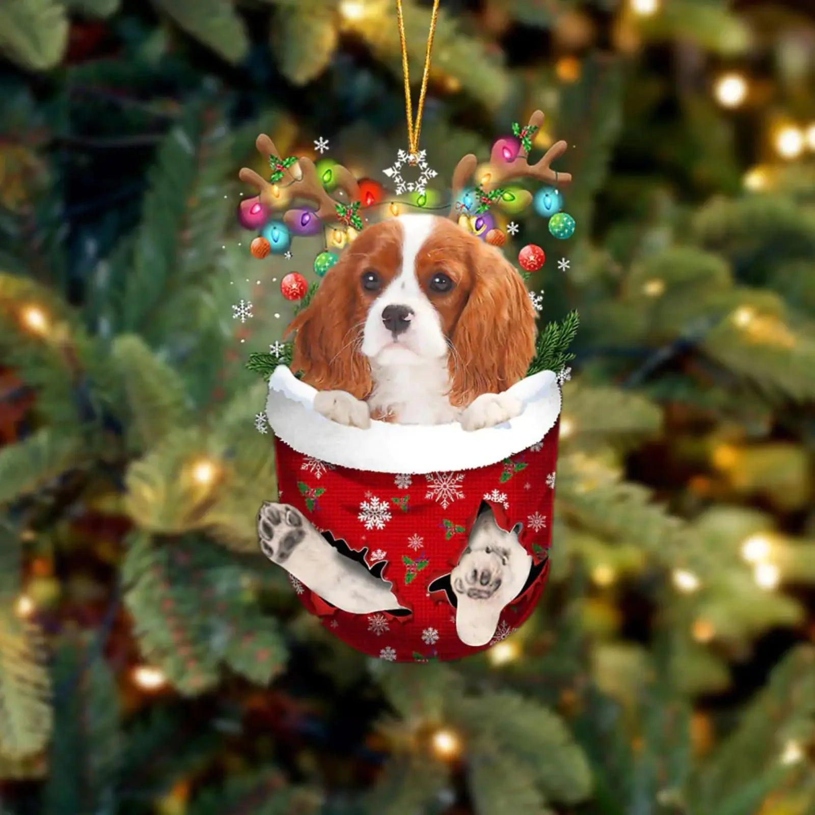 Cavalier King Charles Spaniel Christmas Tree Pendant Cute Puppy Resin Acrylic - mlgcustom