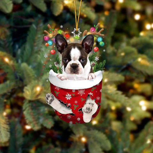 Brindle Boston Terrier Christmas Tree Pendant Cute Puppy Resin Acrylic - mlgcustom