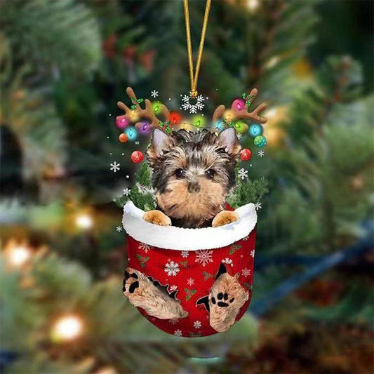 Yorkshire Terrier Christmas Tree Pendant Cute Puppy Resin Acrylic - mlgcustom