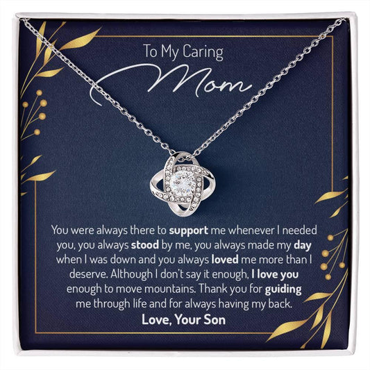 To My Caring Mom | I Love You - Love Knot Necklace - mlgcustom