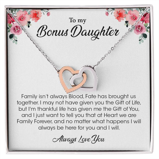 To My Bonus Daughter | Always Love You - Interlocking Hearts necklace - mlgcustom