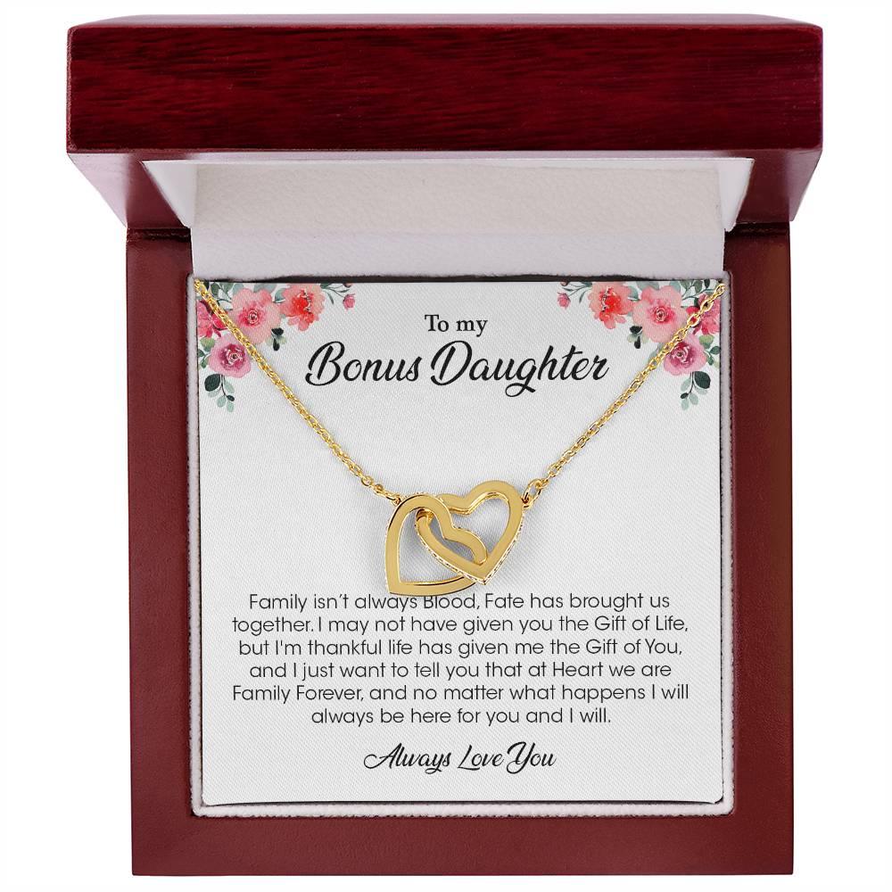 To My Bonus Daughter | Always Love You - Interlocking Hearts necklace - mlgcustom
